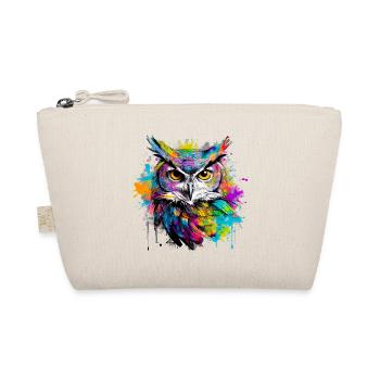 Our owl with colorful splashes of color - Organic Pouch - nature - Front