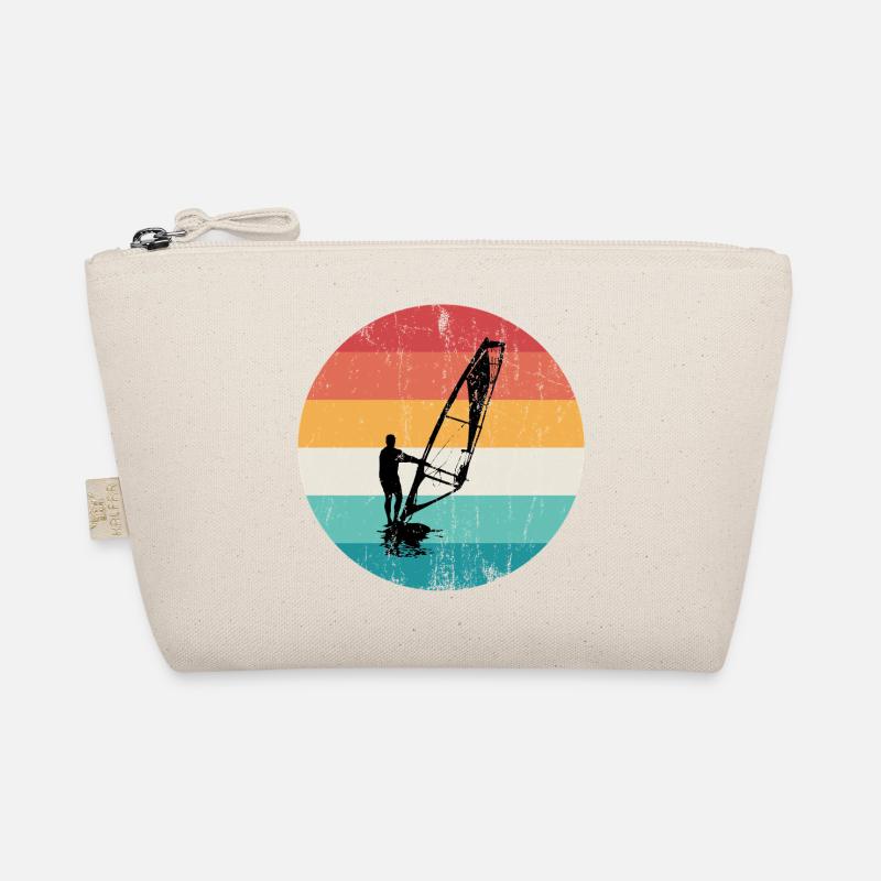 Retro Windsurf Silhouette Over Sunset Stripes Organic Pouch