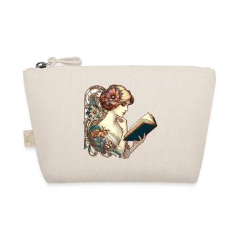 Book Books Reading Beautiful Woman Art Nouveau Gift - Organic Pouch - nature - Front