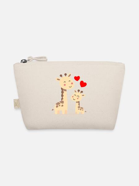 Baby Giraffe mit Mami Giraffe - Bio-Täschchen - Natur