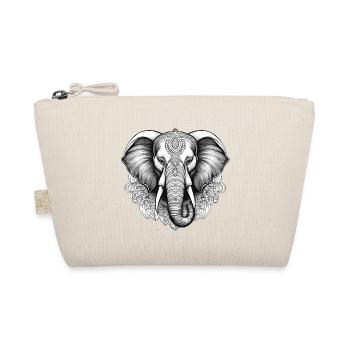 Detailed Elephant Illustration with Ornaments - Organic Pouch - nature - Front