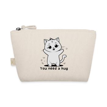 Cheerful Kitten Waves Hearts - Organic Pouch - nature - Front