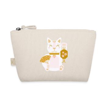 Maneki Neko L Lucky Cat with Fan and Lantern - Organic Pouch - nature - Front