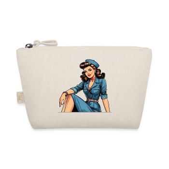 Pin Up Retro Stewardess Flugbegleiterin Geschenk - Bio-Täschchen - Natur - Vorne
