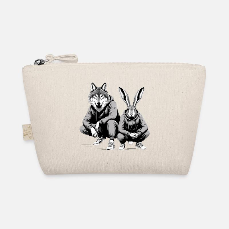 Slavic Squat Russian Squat Hare and Wolf Gift Organic Pouch