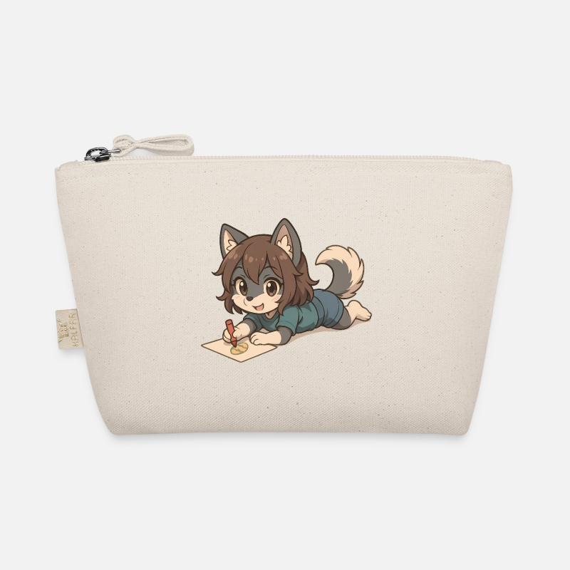 Chibi Wolf Pup – Zeichnendes Wolfs-Kind Motiv Bio-Täschchen