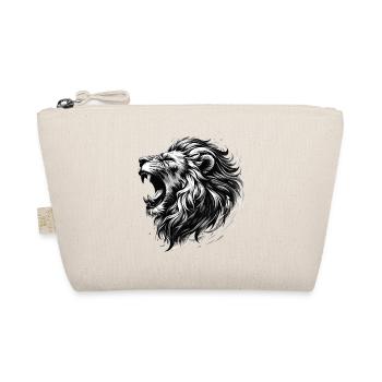 Lion Roars Strength Black and White Lion Head Gift - Organic Pouch - nature - Front