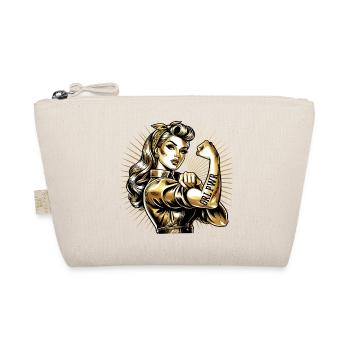 Strong Woman GRL PWR Rockabilly Gold Gift - Organic Pouch - nature - Front