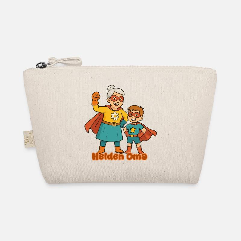 süßer Superhelden-Grandma & Enkel-Design - Bio-Täschchen - Natur