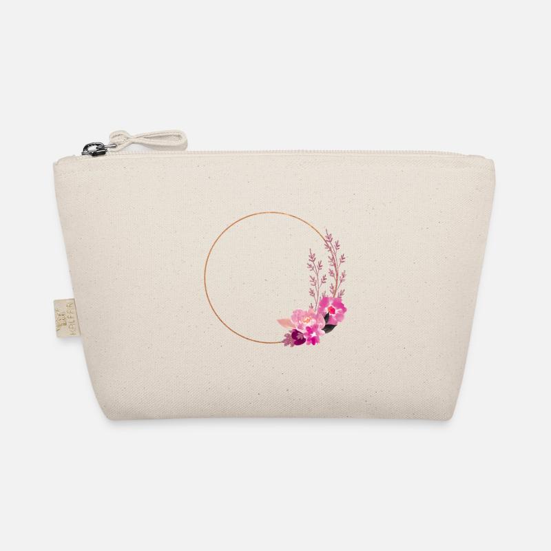 Gold frame with pink-red flowers – noble & playful Organic Pouch