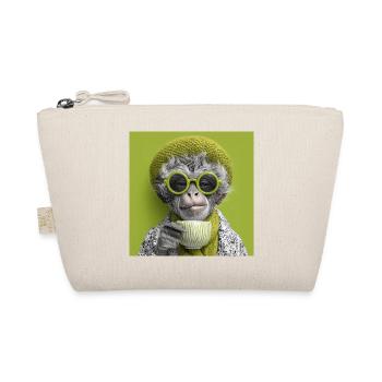 Singe élégant avec lunettes de soleil et tasse à café - Trousse biologique - nature - Devant