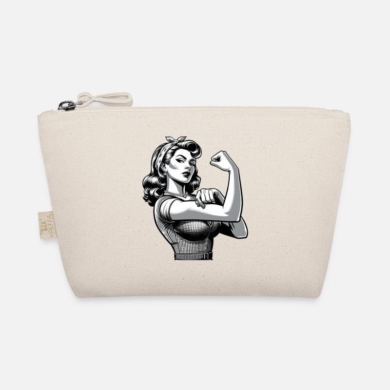 Stärke starke Frau Rockabilly Style Geschenk - Bio-Täschchen - Natur
