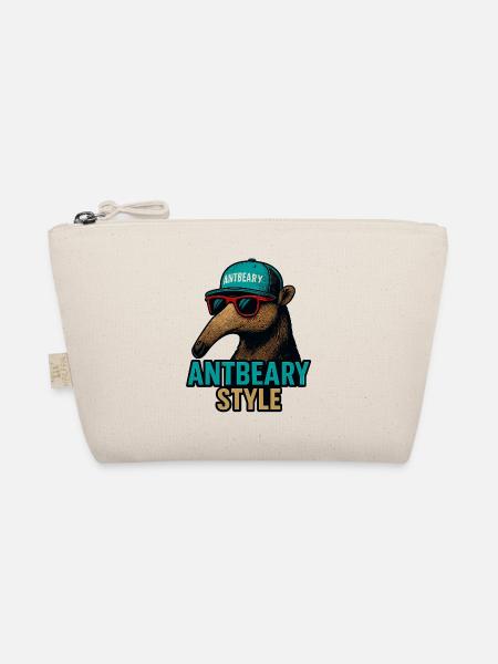 Antbeary Style Aardvark Cartoon - Organic Pouch - nature - Front