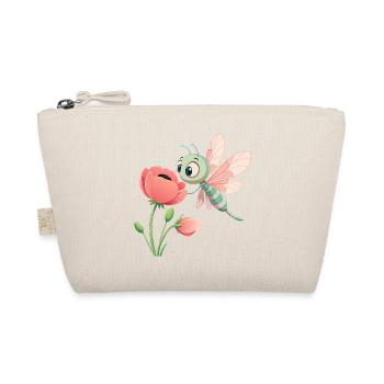 Baby Bunte Libelle In Der Nähe Einer Blume (V03) - Bio-Täschchen - Natur - Vorne