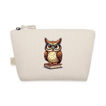 Cute owl with glasses on book - Organic Pouch - nature - Front