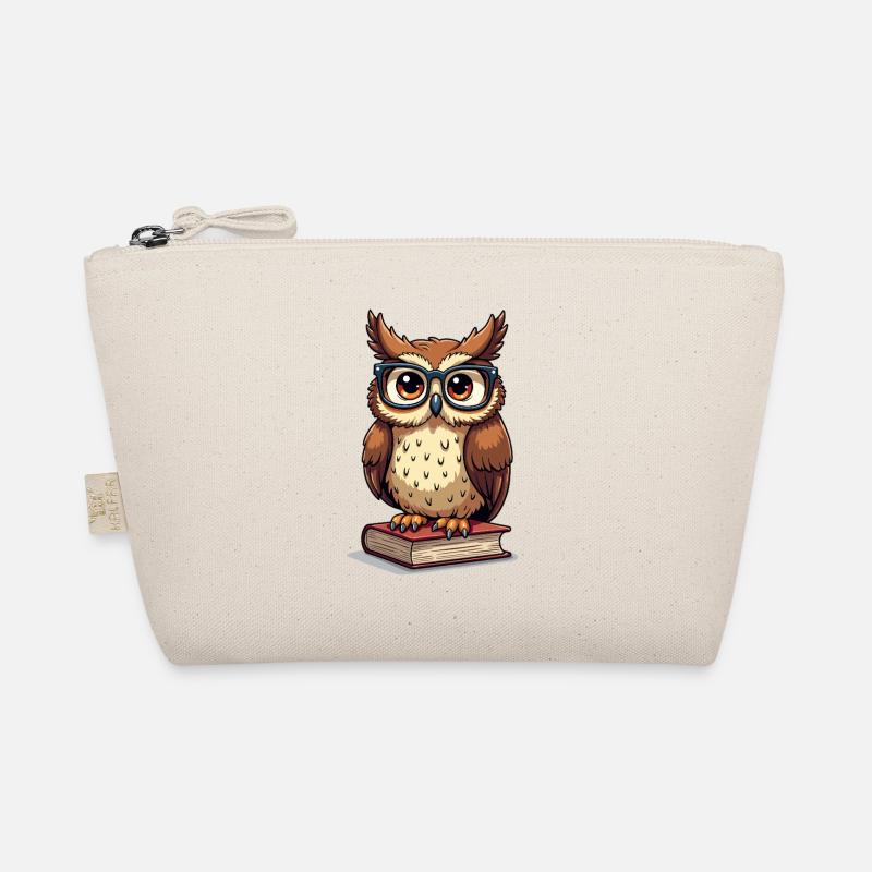Süße Eule mit Brille auf Buch Bio-Täschchen