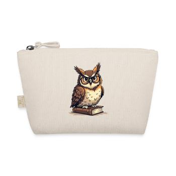 Cute owl with glasses on book - Organic Pouch - nature - Front