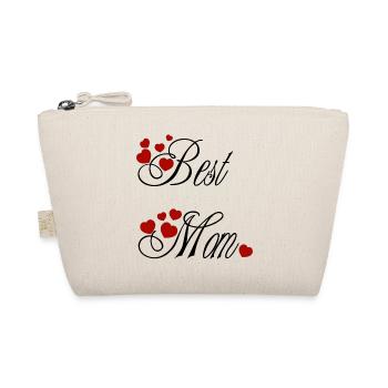 Best Mom, calligraphique avec des cœurs rouge - Trousse biologique - nature - Devant