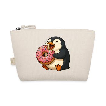 Cute Penguin Donut Lover Cartoon Munching - Organic Pouch - nature - Front