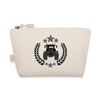 Tractor in laurel wreath with stars – Boerenkracht - Organic Pouch - nature - Front