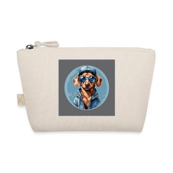Dackel Dachshund mit Sonnenbrille und Hoodie - Bio-Täschchen - Natur - Vorne