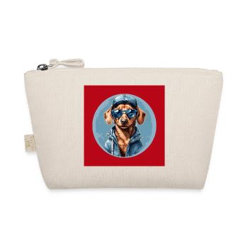 Dackel Dachshund mit Sonnenbrille und Hoodie - Bio-Täschchen - Natur - Vorne