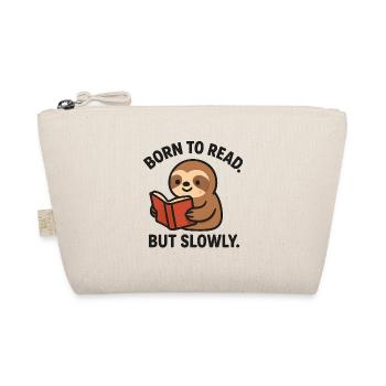 Born to Read But Slowly - Funny Sloth - Organic Pouch - nature - Front