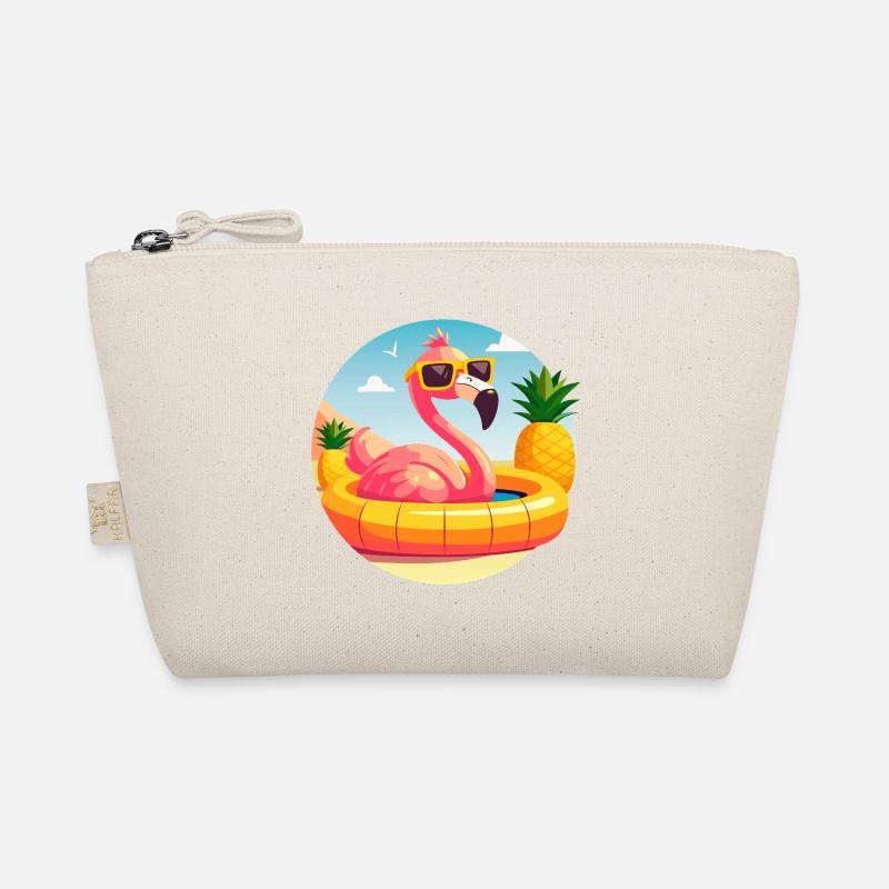 Flamingo and Pineapple Cute Vector Drawing Organic Pouch