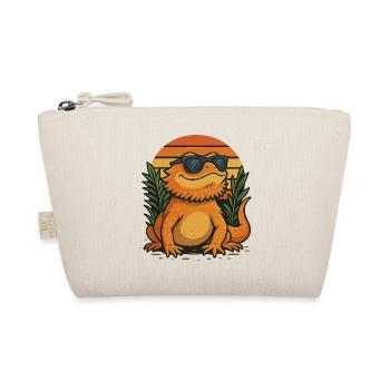 Coole Bartagame vor Retro-Sonnenuntergang – Reptil - Bio-Täschchen - Natur - Vorne