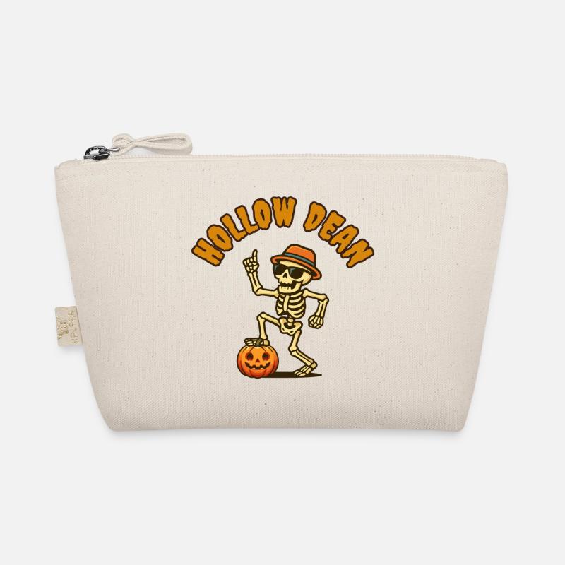 Skeleton Halloween with pumpkins - Organic Pouch - nature