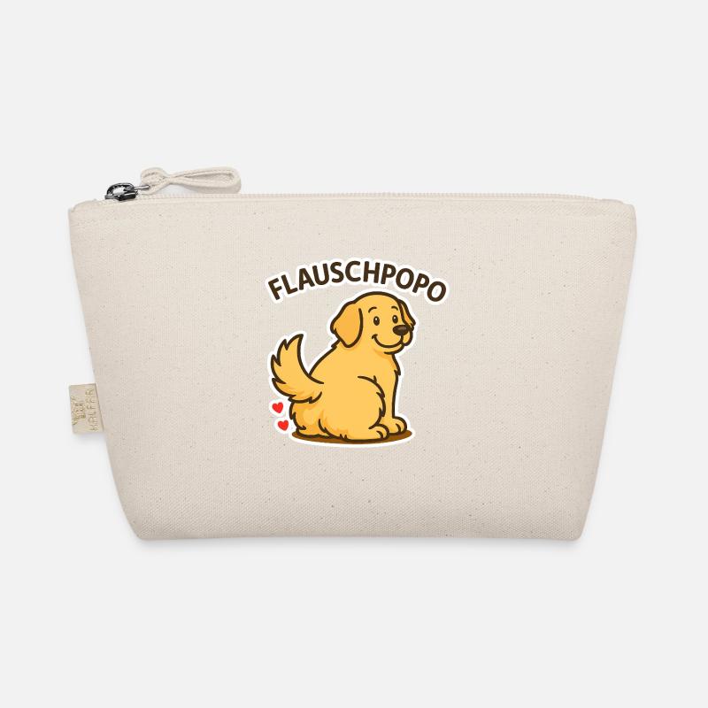 Flauschpopo – Süßer Hund mit fluffigem Po - Bio-Täschchen - Natur