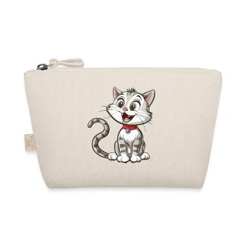 Cheerful cartoon cat with collar - Organic Pouch - nature - Front