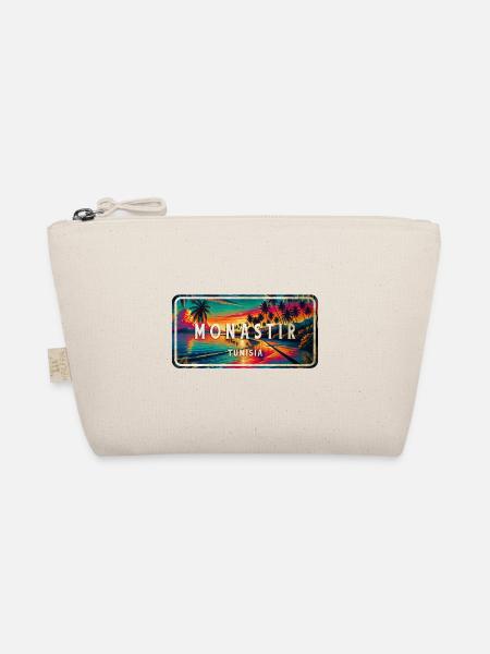 Monastir Palmen Vintage Schild - Bio-Täschchen - Natur
