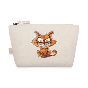 Crazy Cat, Crazy Cat with a Big Grin - Organic Pouch - nature - Front