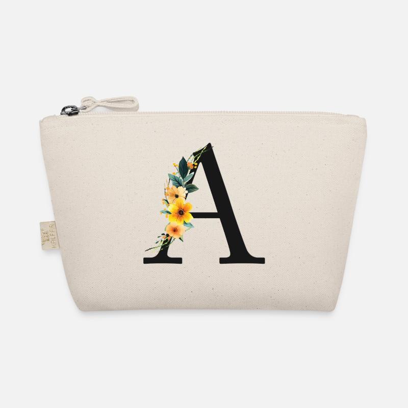 A Monogramm, Floral, personalisierbar Bio-Täschchen
