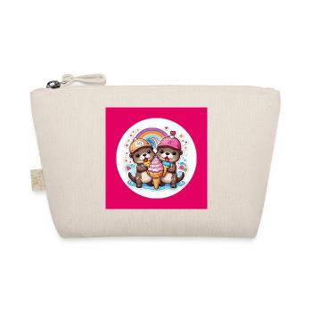 Two otters with colorful cream cone - Organic Pouch - nature - Front