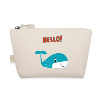 Happy Whale Says Hello - Gift Idea - Organic Pouch - nature - Front
