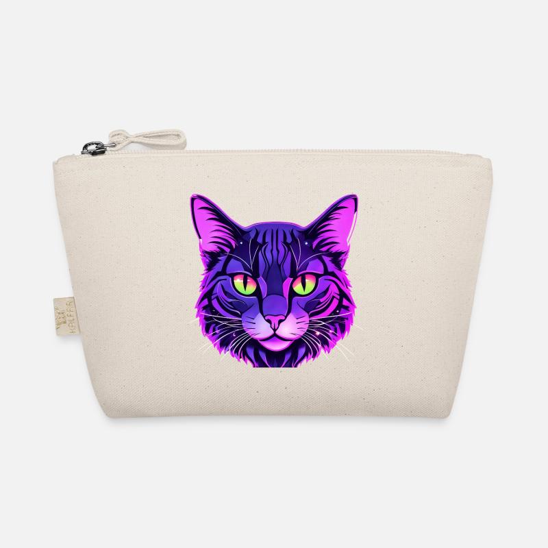 Cat Portrait in Neon Colors Organic Pouch