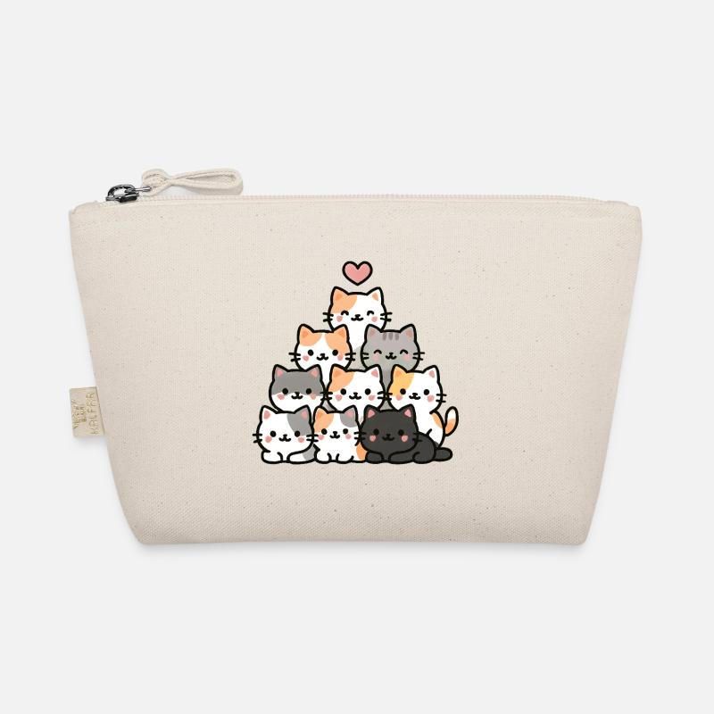 Pyramide de chat kawaii avec coeur - Chat de dessin animé mignon - Trousse biologique - nature
