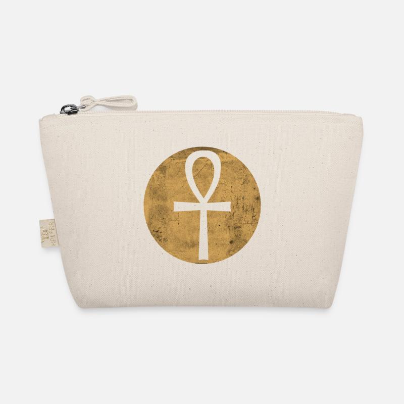 Croix égyptienne Ankh dans cercle doré - Trousse biologique - nature