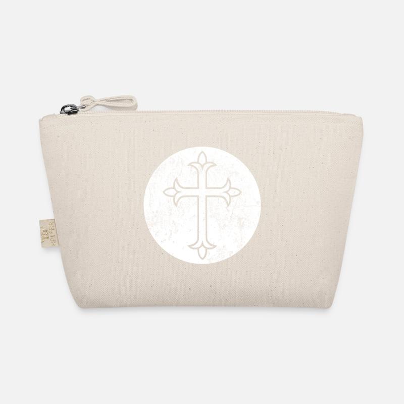 West Syriac cross in white circle Organic Pouch