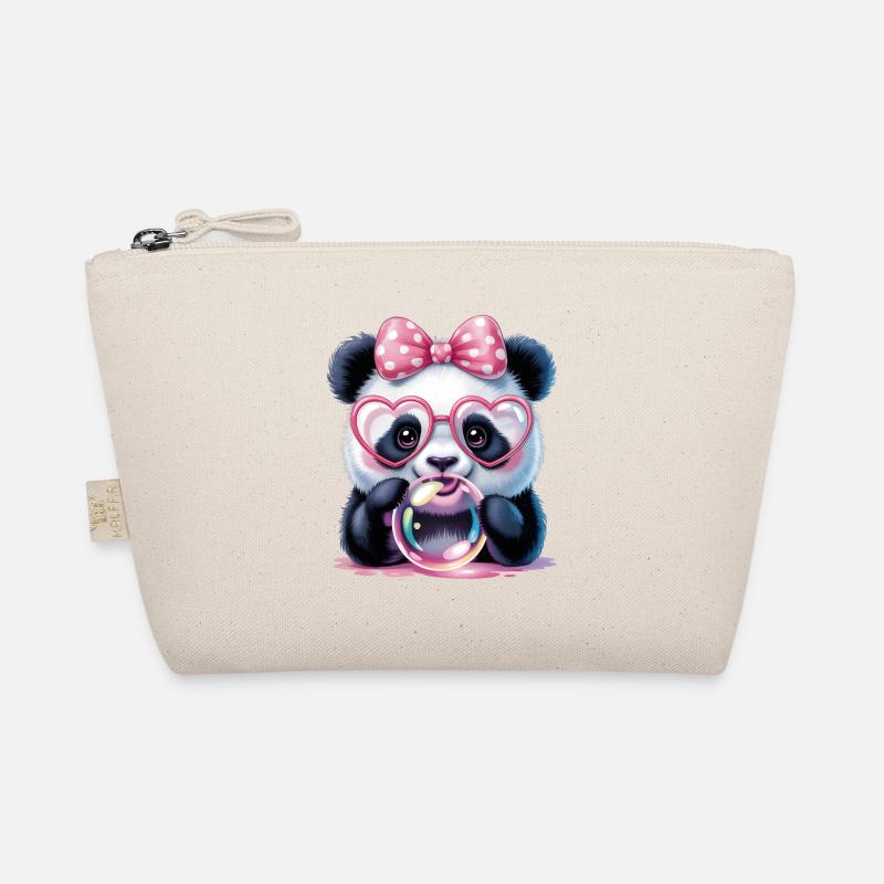 Süßer Panda mit Schwimmbrille und Seifenblase Bio-Täschchen