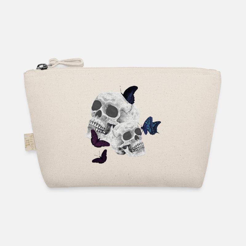 menschenschädel, schmetterlinge, goth Bio-Täschchen
