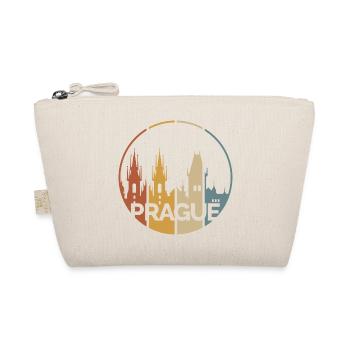 Prague city silhouette vintage colors - castle logo - Organic Pouch - nature - Front