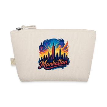 Manhattan City New York Silhouette Gift - Organic Pouch - nature - Front