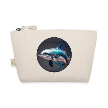 Delfin,bunt,pailletten,glitzer,blau - Bio-Täschchen - Natur - Vorne