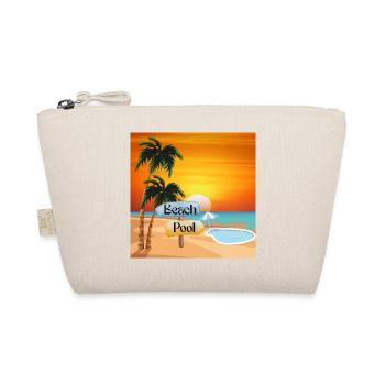 Tropischer Strand mit Pool und Sonnenuntergang - Bio-Täschchen - Natur - Vorne