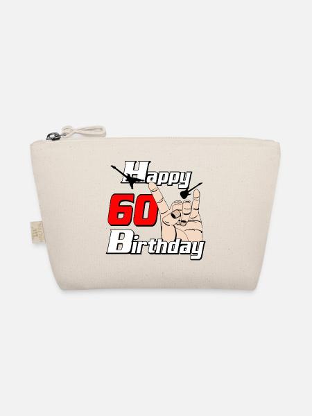 60 Geburtstag Rockhand Design - Bio-Täschchen - Natur