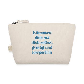 Motivational Self-Care Quote in Blue - Organic Pouch - nature - Front