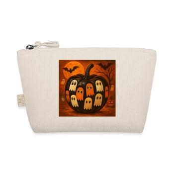 Spooky Pumpkin Ghosts Halloween Gift - Organic Pouch - nature - Front